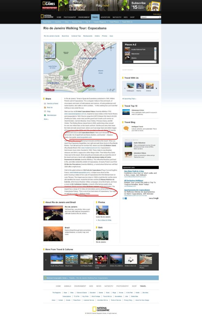 Tour Guide Rio - Madson quoted on National Geographic article